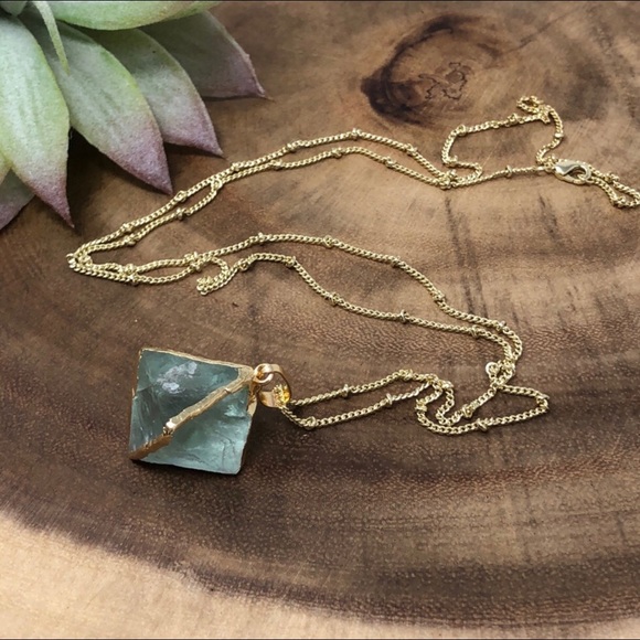 Gold Purple Flourite Crystal Boho Necklace - Picture 4 of 8